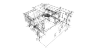 Arkaplanda mimari bina 3d illüstrasyon,