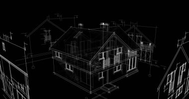 mimari çizimleri 3B illüstrasyon - illüstrasyon