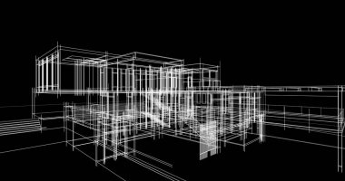 Ev kavramı kroki 3d çizim