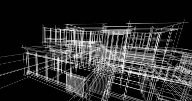 Ev kavramı kroki 3d çizim