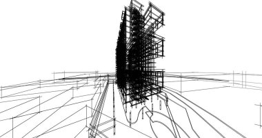 Binanın mimari 3d çizim çizim ev