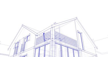 mimari çizimleri 3B illüstrasyon - illüstrasyon