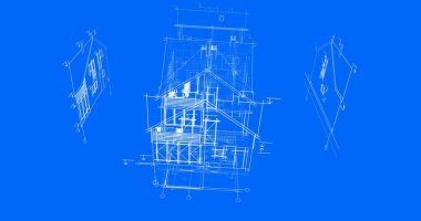 mimari çizimleri 3B illüstrasyon - illüstrasyon