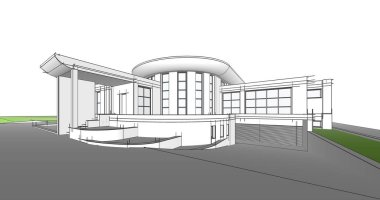 Arkaplanda mimari bina 3d illüstrasyon,