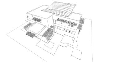 Ev kavramı kroki 3d çizim
