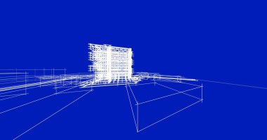 Binanın mimari 3d çizim çizim ev