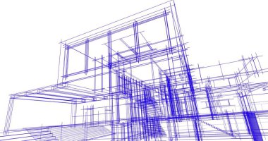 Ev kavramı kroki 3d çizim