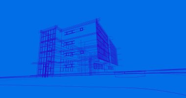 Binanın mimari 3d çizim çizim ev