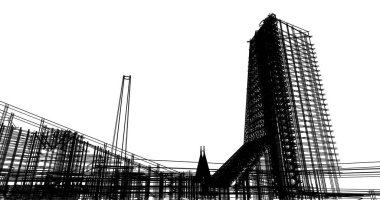 mimari çizimleri 3B illüstrasyon - illüstrasyon