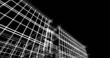 Binanın mimari 3d çizim çizim ev