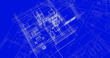 mimari çizimleri 3B illüstrasyon - illüstrasyon