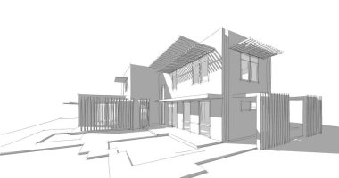 Ev kavramı kroki 3d çizim