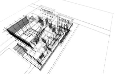 mimari çizimleri 3B illüstrasyon - illüstrasyon