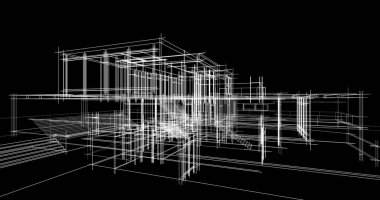 Ev kavramı kroki 3d çizim