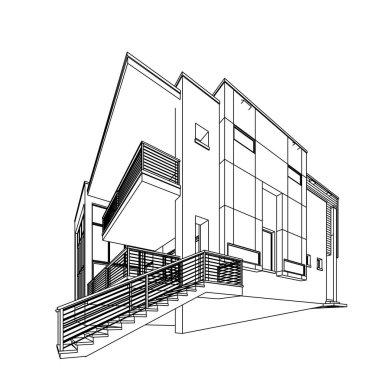 Ev kavramı kroki 3d çizim