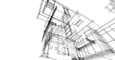 Ev kavramı kroki 3d çizim