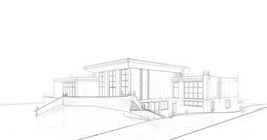 Arkaplanda mimari bina 3d illüstrasyon,