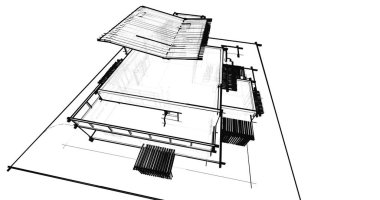 Ev kavramı kroki 3d çizim