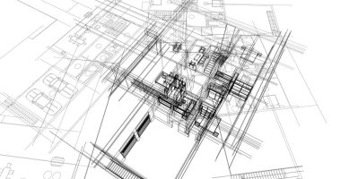 Binanın mimari 3d çizim çizim ev