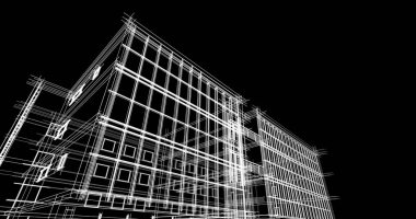 Binanın mimari 3d çizim çizim ev