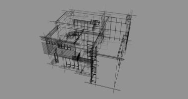 Ev kavramı kroki 3d çizim
