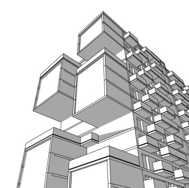 şehir mimarisi ve binalar 3D çizimi 