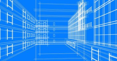 Binanın mimari 3d çizim çizim ev