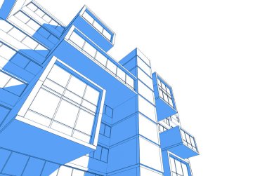 Binanın mimari 3d çizim çizim ev