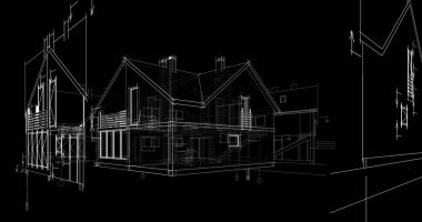 Binanın mimari 3d çizim çizim ev