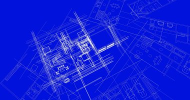 Binanın mimari 3d çizim çizim ev