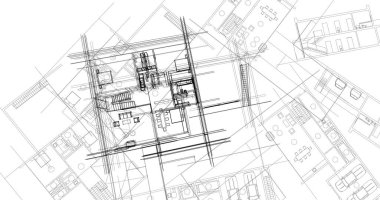 mimari çizimleri 3B illüstrasyon - illüstrasyon