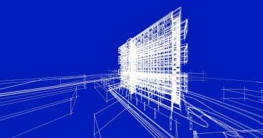 mimari çizimleri 3B illüstrasyon - illüstrasyon