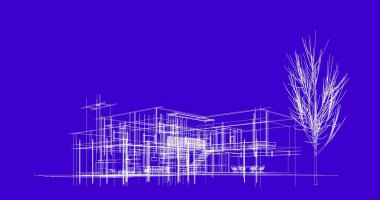 mimari çizimleri 3B illüstrasyon - illüstrasyon