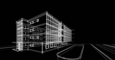 Binanın mimari 3d çizim çizim ev