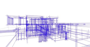 Ev kavramı kroki 3d çizim