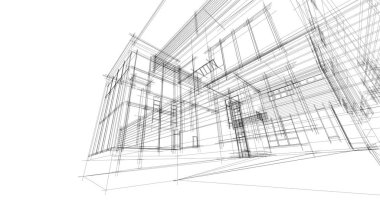 Arkaplanda mimari bina 3d illüstrasyon,