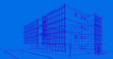 Binanın mimari 3d çizim çizim ev