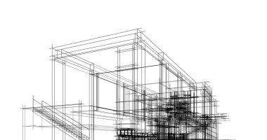 Ev kavramı kroki 3d çizim
