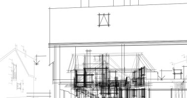 mimari çizimleri 3B illüstrasyon - illüstrasyon