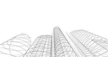 şehir mimarisi ve binalar 3D çizimi 