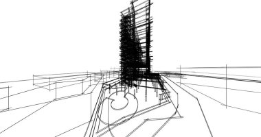 mimari çizimleri 3B illüstrasyon - illüstrasyon