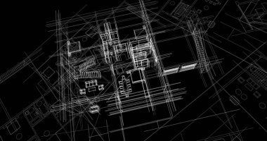 mimari çizimleri 3B illüstrasyon - illüstrasyon