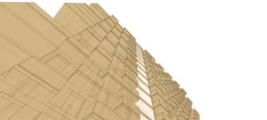 mimari çizimleri 3B illüstrasyon - illüstrasyon