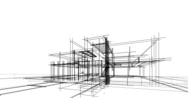 Ev kavramı kroki 3d çizim