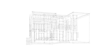 Arkaplanda mimari bina 3d illüstrasyon,