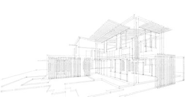 Ev kavramı kroki 3d çizim