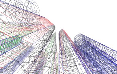 şehir mimarisi ve binalar 3D çizimi 