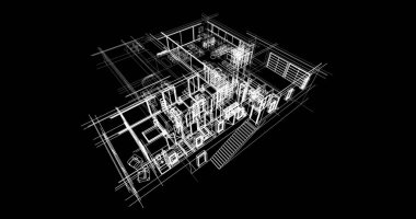Ev kavramı kroki 3d çizim