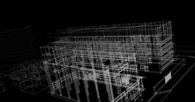 mimari çizimleri 3B illüstrasyon - illüstrasyon