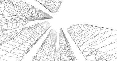 şehir mimarisi ve binalar 3D çizimi 